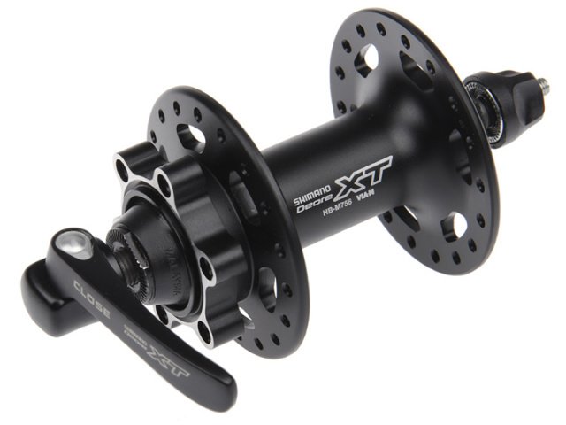 Купить SHIMANO Втулка передняя HB-M756 DEORE XT, 36Н, под диск (6 болтов), OLD:100мм, ось: 108мм, черная, без уп.