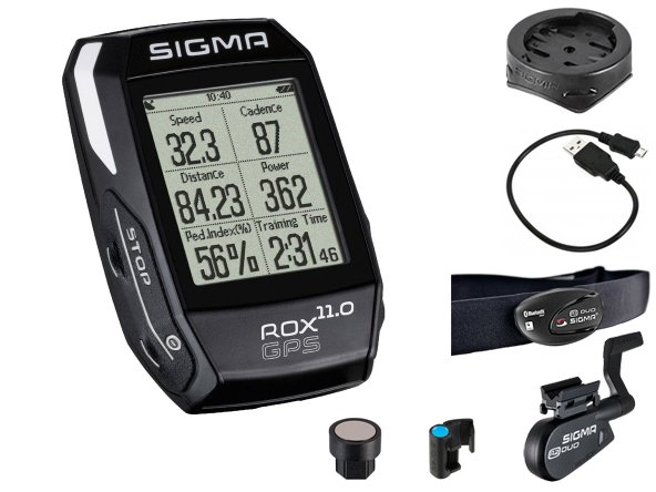 Купить Велокомпьютер SIGMA ROX GPS 11.0 set вкл. датчики скорости/каденса с магнитами и пульса, чёрный