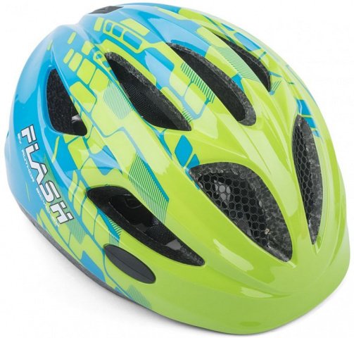 Купить Шлем 8-9090129 Flash Grn/Blu INMOLD детский/подр. СВЕТОД. ФОНАРИК 11отв зелено-синий 47-51см AUTHOR