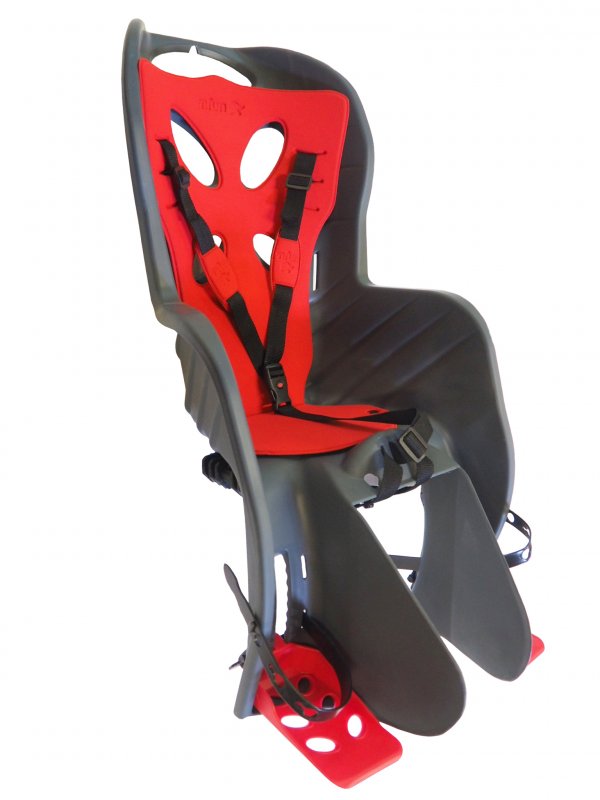 Купить Детское велокресло на багажник 'NFUN Curioso Deluxe, серое/красное