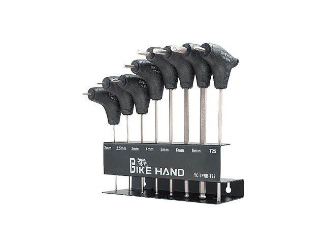 Купить BIKE HAND YC-TPHB-T25 Г-образные шестигранники 2/2,5/3/4/5/6/8мм/Т25 со скошенным торцом на подставке, комплект