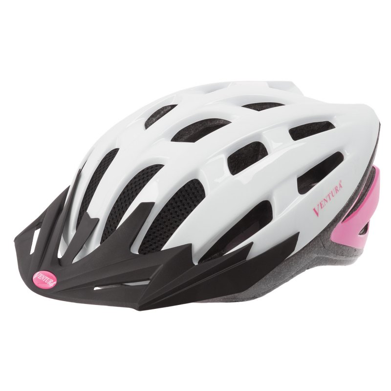 Купить Шлем с сеточкой 24отв. 54-58см с отражат бело-розовый VENTURA